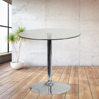 Flash Furniture CH-7-GG 31.5'' Round Glass Table With 29'' H Chrome Base in Clear